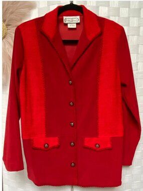 Saint Germain Paris Red Button Blazer Jacket Size S